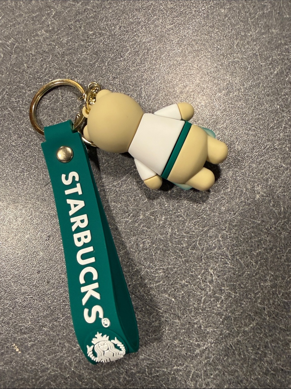 Starbucks Teal Bear Keychain with Branded Strap - Picture 3 of 5